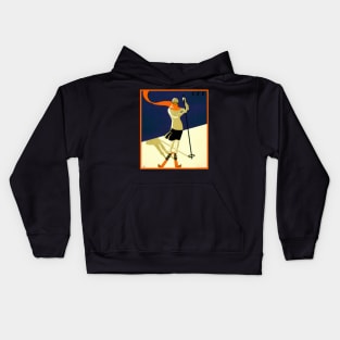 Vintage Swiss Alps Ski art Kids Hoodie